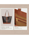 Triomphe Canvas Calfskin Tote Bag Brown Black - CELINE - BALAAN 8