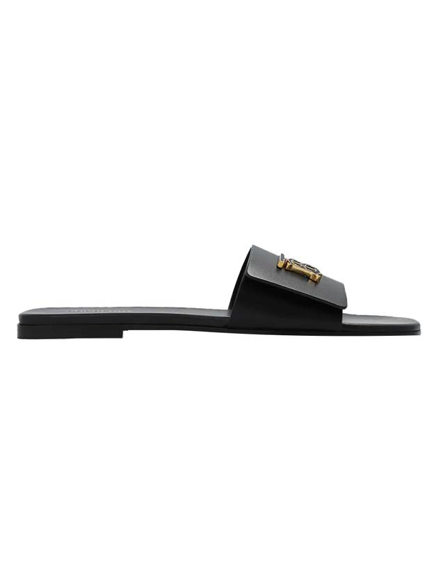 Monogram Motif Leather Slide Slippers Black - BURBERRY - BALAAN 1