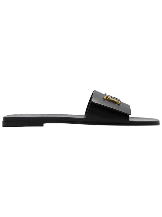 Monogram Motif Leather Slide Slippers Black - BURBERRY - 1