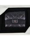 Small Classic Flap Wallet Grained Calfskin Silver Black - CHANEL - BALAAN 4