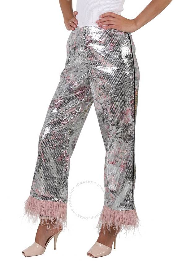 In The Mood For Love Feather-trimmed Springfield Sequin Pants, Size X-Small - IN THE MOOD FOR LOVE - BALAAN 3