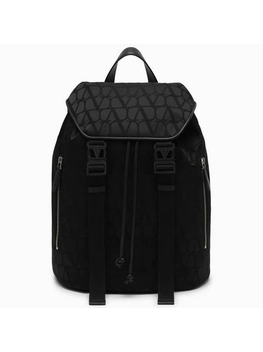 Toile Iconographe String Backpack Black - VALENTINO - BALAAN 1
