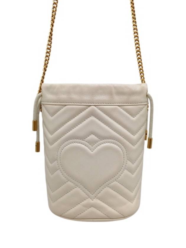 575163 White leather GG Marmont mini bucket cross bag - GUCCI - BALAAN 3