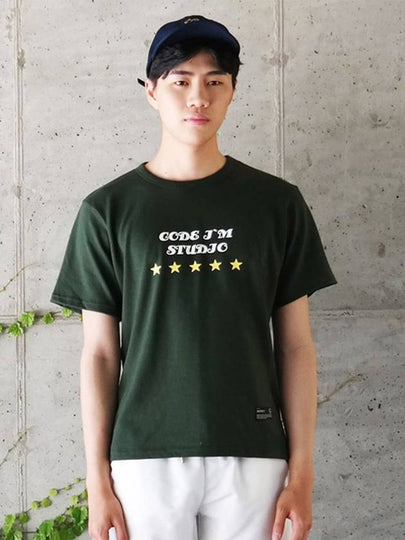 Studio Logo Printing Frye Short Sleeve T-Shirt Khaki - CODE I'M - BALAAN 2