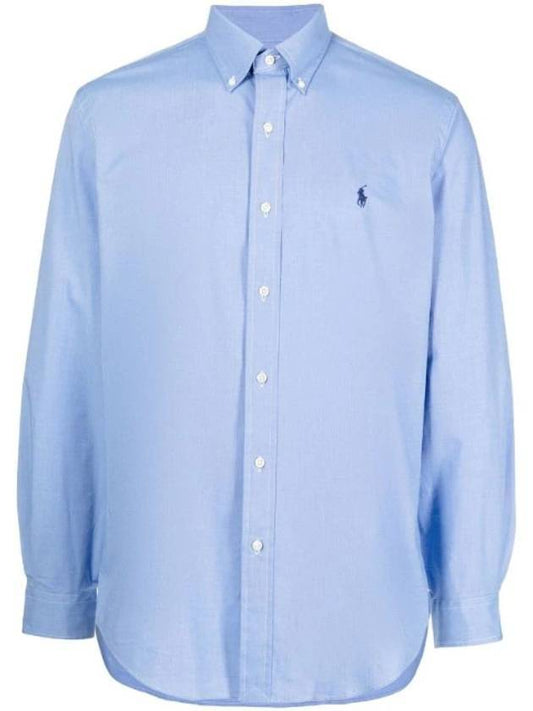 Embroidered Logo Long Sleeves Shirt Blue - POLO RALPH LAUREN - BALAAN 1