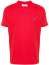 ORB Logo Cotton Short Sleeve T-Shirt Red - VIVIENNE WESTWOOD - BALAAN 2