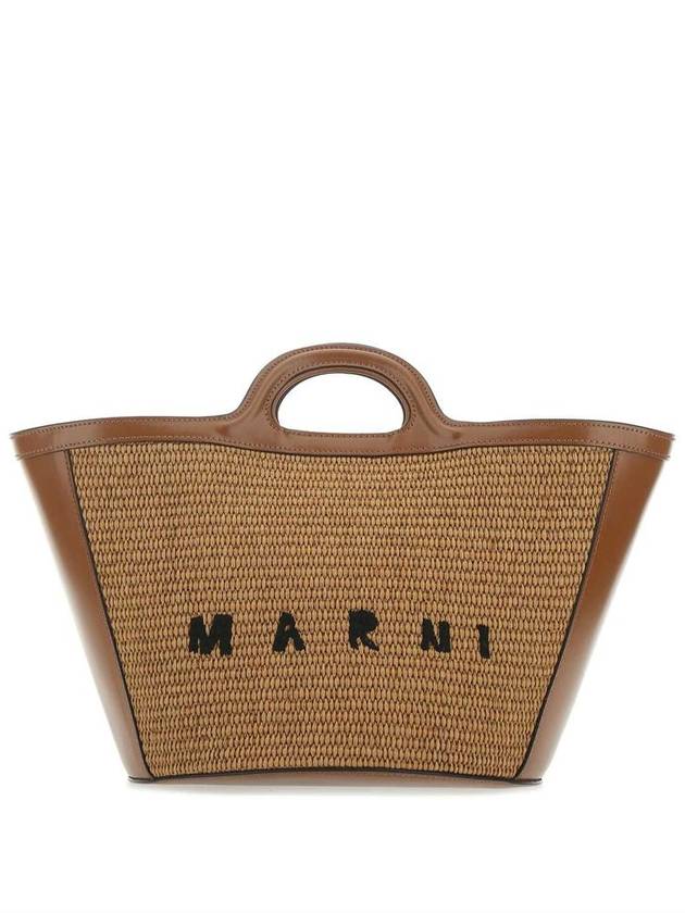 Leather Raffia Tropicalia Tote Bag Rosiena - MARNI - BALAAN 2