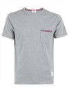 Men's Medium Weight Jersey Tipped Pocket Crewneck Short Sleeve T-Shirt Light Grey - THOM BROWNE - BALAAN 2