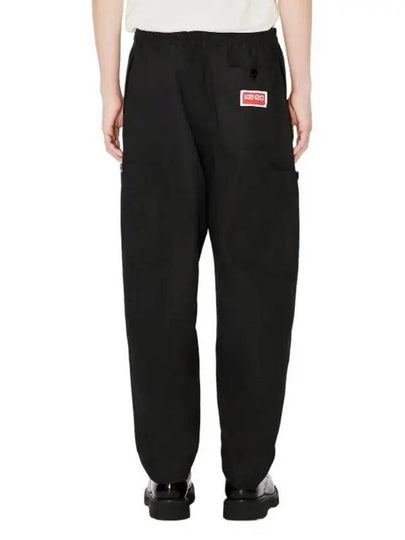 Paris Label Logo Cargo Jogging Cotton Track Pants Black - KENZO - BALAAN 2