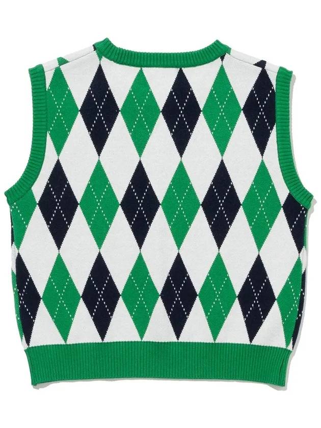 Viscose Argyle Knit Vest GREEN - 20THHOLE - BALAAN 3