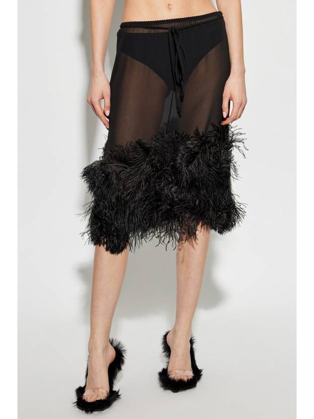 The Attico Skirt With Ostrich Feathers, Women's, Black - THE ATTICO - BALAAN 3