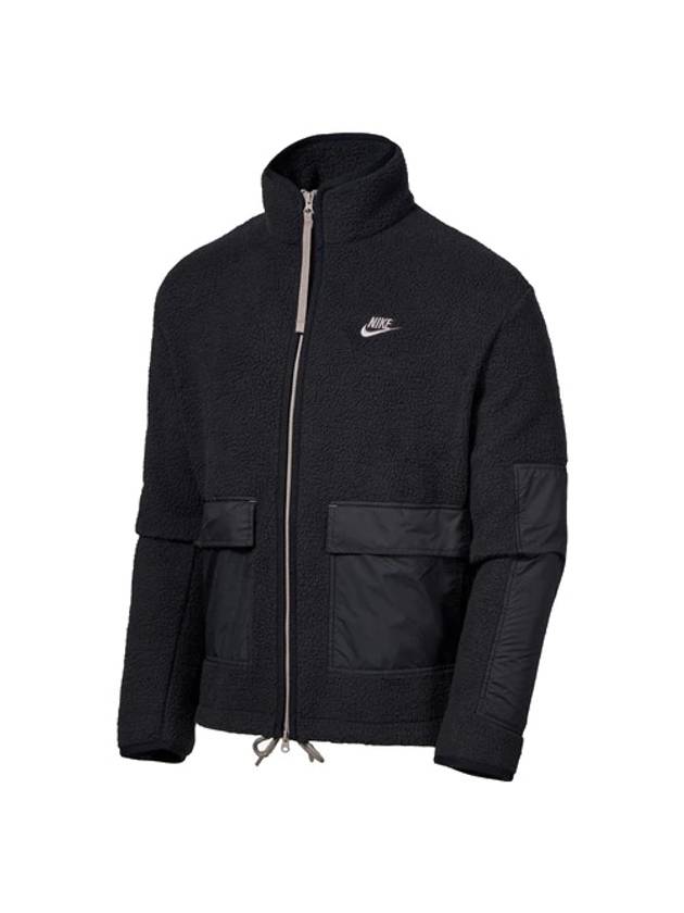 NSW Essential Sherpa Fleece Zip-Up Jacket Black - NIKE - BALAAN 1