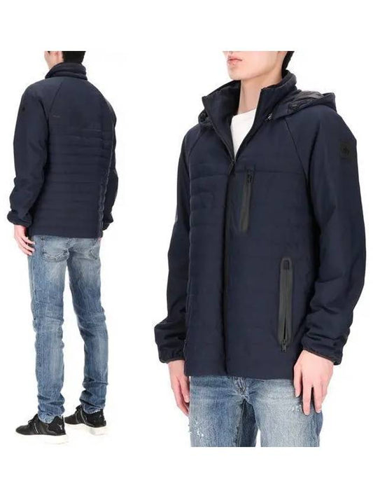 Brunswick Logo Quilted Hooded Jacket Navy - MOOSE KNUCKLES - BALAAN 2