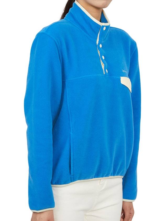 Serif Logo Buttoned Polar Cotton Sweatshirt Cream Blue - SPORTY & RICH - BALAAN 4