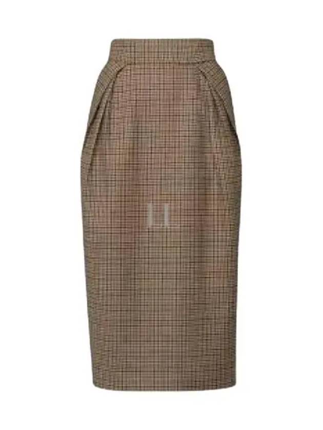 Women's Houndstooth Wool H Line Skirt Camel - MAISON MARGIELA - BALAAN 2