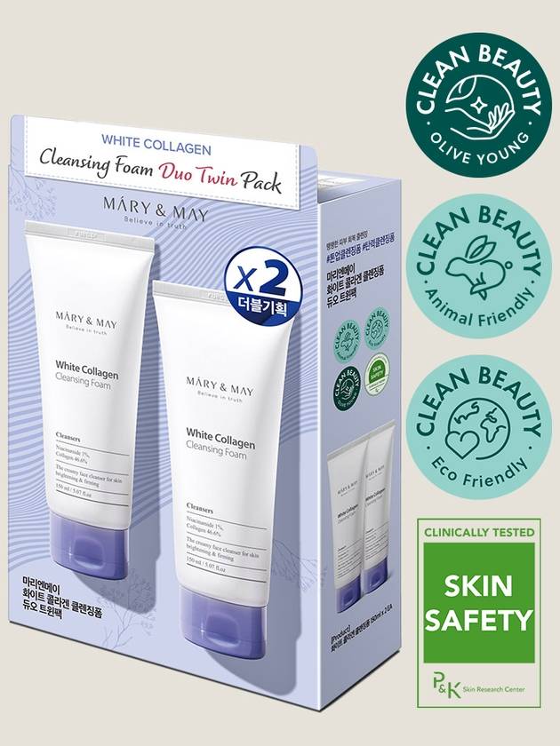 [Mary&May] White Collagen Cleansing Foam Duo Twin Pack (Collagen Cleansing Foam 150ml 2EA) - MARY&MAY - BALAAN 1