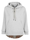 Check Panel Cotton Oversized Hoodie Melange Grey - BURBERRY - BALAAN 2