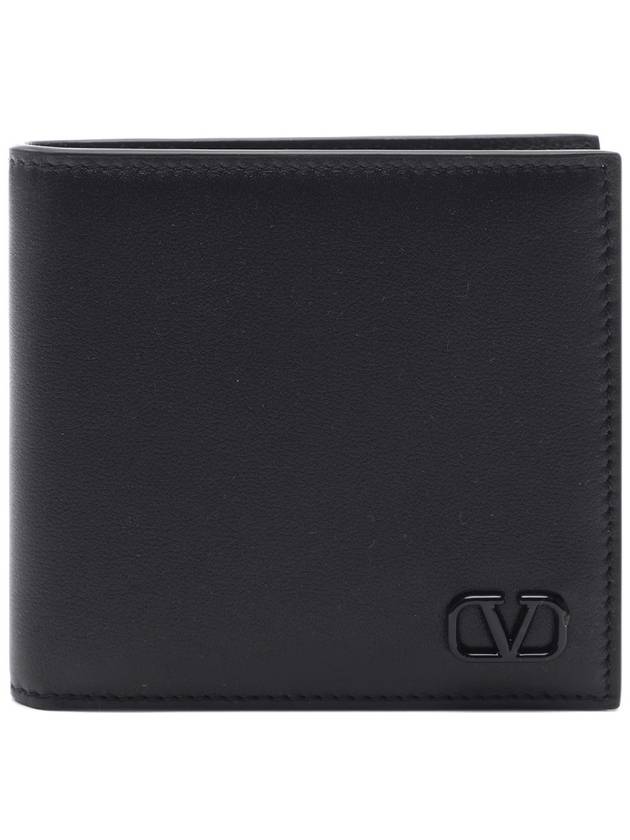 V Logo Signature Half Wallet Black - VALENTINO - BALAAN 2