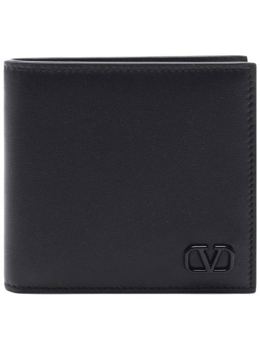 V Logo Signature Half Wallet Black - VALENTINO - BALAAN 2