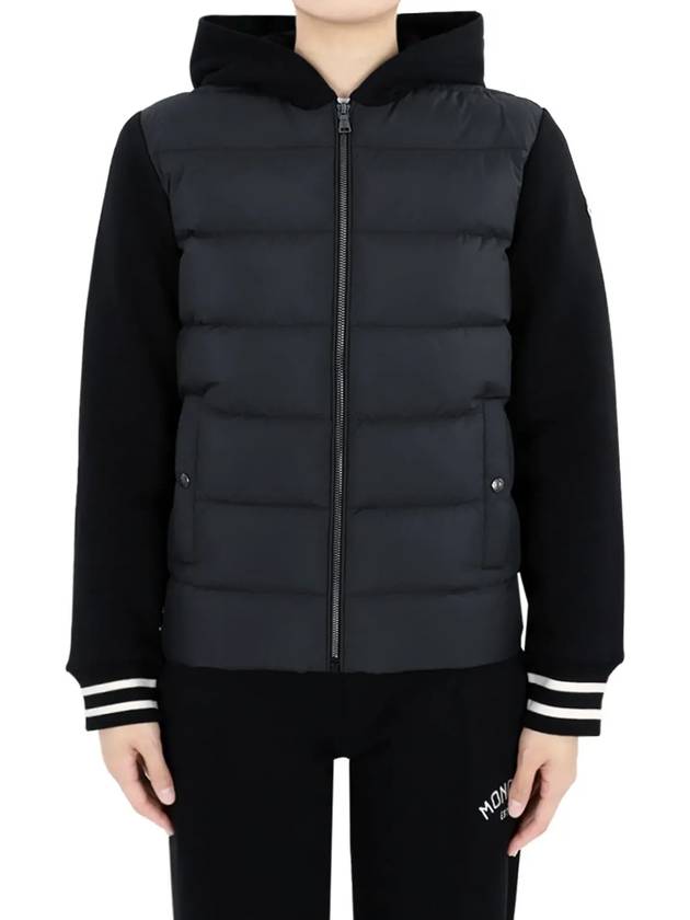 Kids Waffen Patch Padding Mix Zip up Jacket Black 8G00009 89AAF 999 12 14A Adults can wear - MONCLER - BALAAN 3