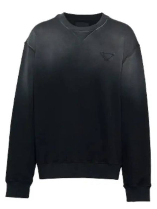 Oversized Garment-Dyed Cotton Sweatshirt Black - PRADA - BALAAN 2