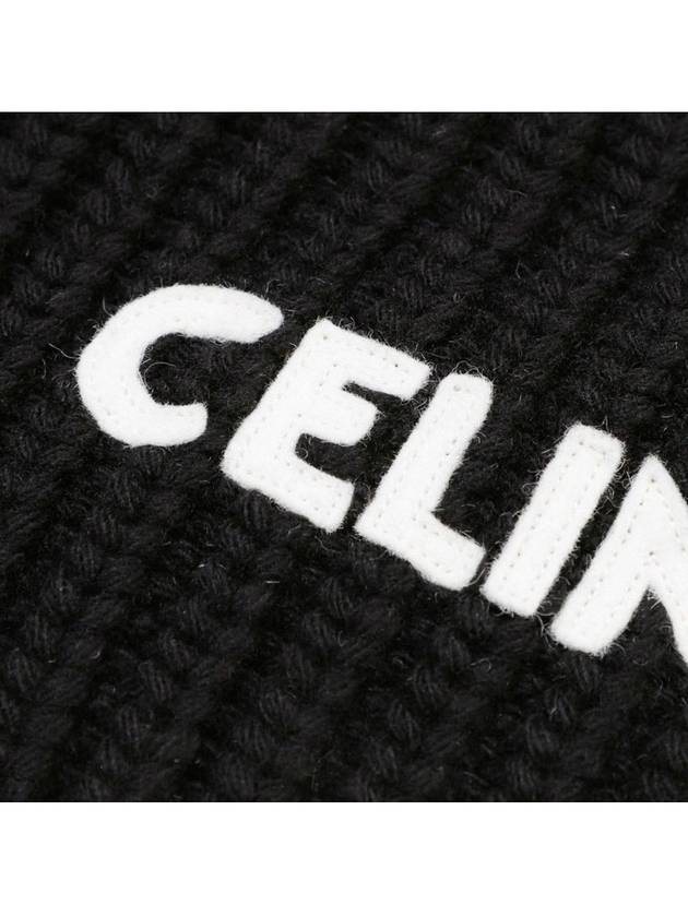 Logo Ribbed Wool Muffler Black - CELINE - BALAAN 4