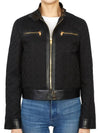 GG Leather Triming Zip-up Jacket Black - GUCCI - BALAAN.