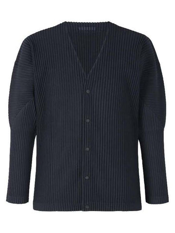 Homme Pliss Issey Miyake Navy Basic Cardigan HP55 JL441 75 - ISSEY MIYAKE - BALAAN 1