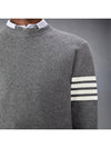 Rib Cuff Hem 4 Bar Virgin Wool Sweater Grey - THOM BROWNE - BALAAN 3