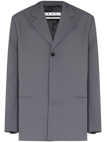 Crease Single Breasted Blazer Jacket Grey - OFF WHITE - BALAAN 2