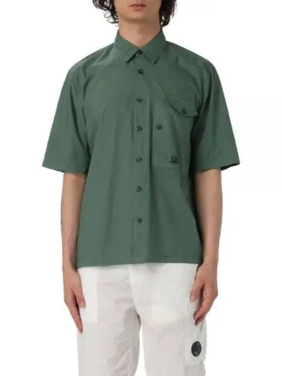 Cotton Popeline Short Sleeve Shirt Green - CP COMPANY - BALAAN 2