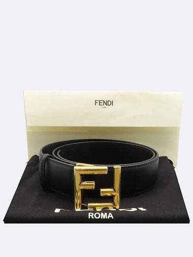 Unused 8C0649 Black leather gold plated FF logo belt - FENDI - BALAAN 1