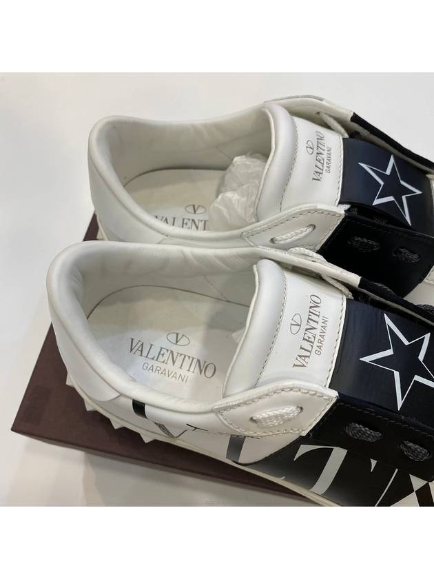 Men's Open Hidden Logo Star Leather Low Top Sneakers White - VALENTINO - BALAAN 8