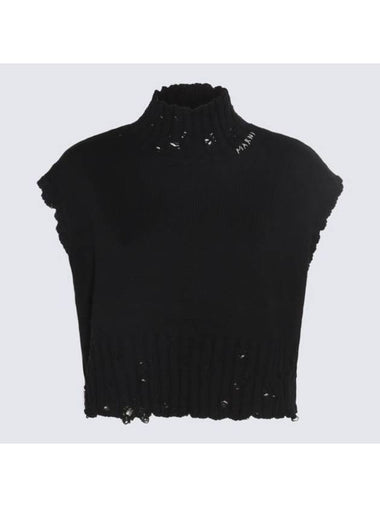 Distressed Cropped Cotton Vest Black - MARNI - BALAAN 1