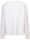 Heart Logo V Neck Wool Cardigan Off White - AMI - BALAAN 3