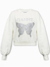 Butterfly Logo Cotton Sweatshirt White - GANNI - BALAAN 2