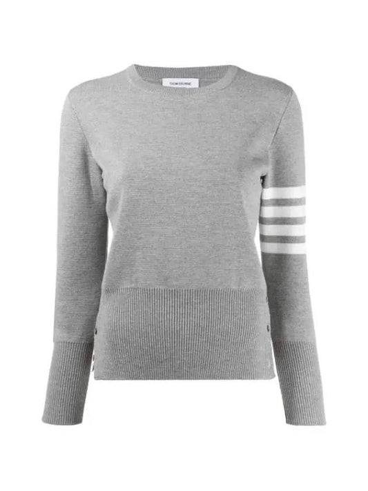 4-Bar Milano Stitch Crew Neck Knit Top Light Grey - THOM BROWNE - BALAAN 2