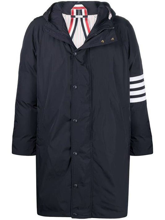 Men's 4 Bar Poly Twill Hooded Parka Navy - THOM BROWNE - BALAAN 2