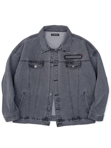 Empty Logo Denim Jacket Dark Grey - BLACKBLOND - BALAAN 1