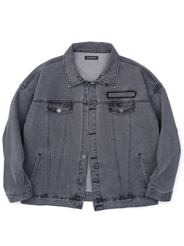 Empty Logo Denim Jacket Dark Grey - BLACKBLOND - BALAAN 1