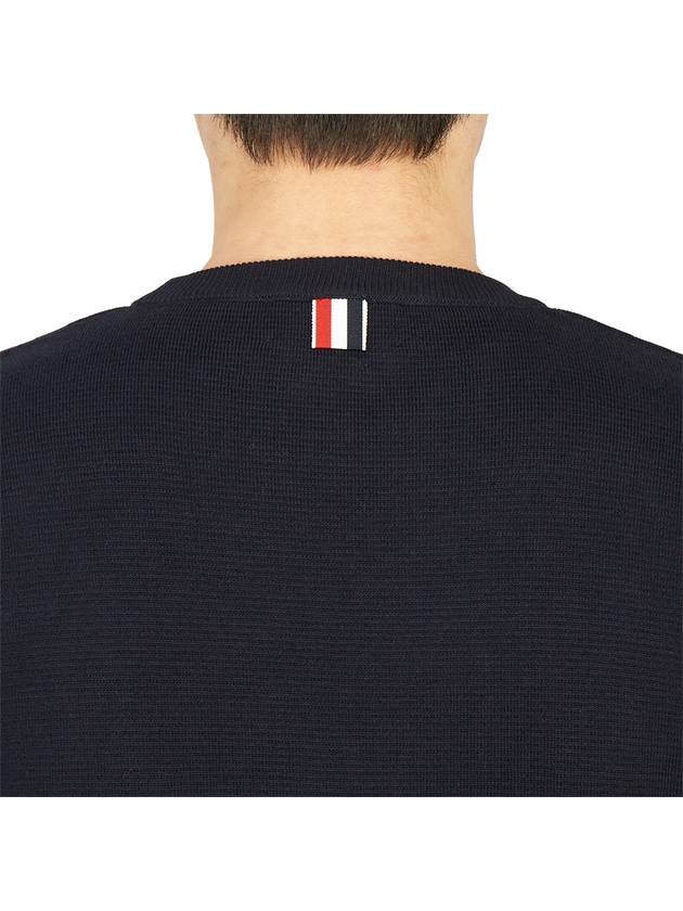 4 Bar Armband Milano Stitch Knit Top Navy - THOM BROWNE - BALAAN 8