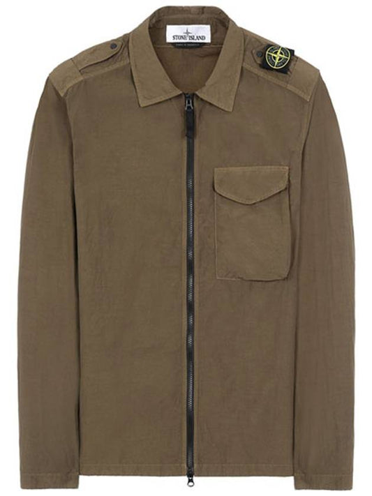 Men's Naslan Pocket Shirt Collar Zip-Up Jacket Khaki - STONE ISLAND - BALAAN 2