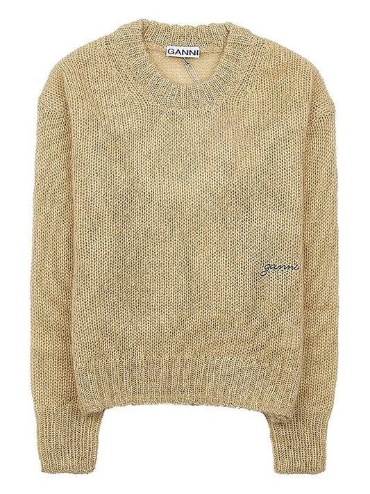 Logo Mohair Knit Top Beige - GANNI - BALAAN 2