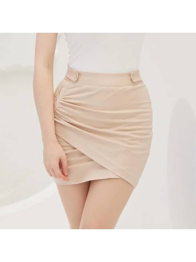 Golf Wear Tulip Line Shirring Skirt Beige - J JANE - BALAAN 1