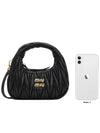 Wander Matelasse Nappa Leather Hobo Mini Bag Black - MIU MIU - BALAAN 10