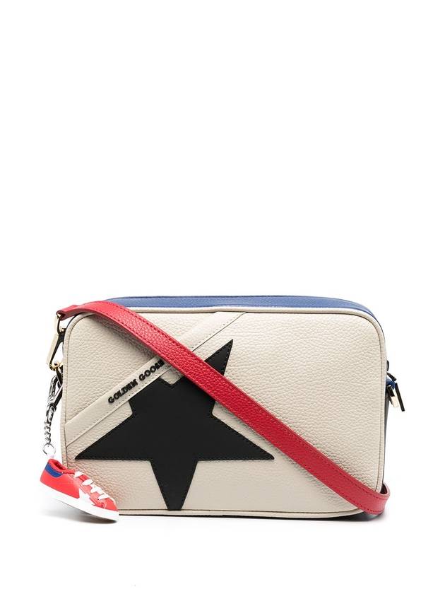 Hammered Leather Star Camera Cross Bag Beige Black - GOLDEN GOOSE - BALAAN.