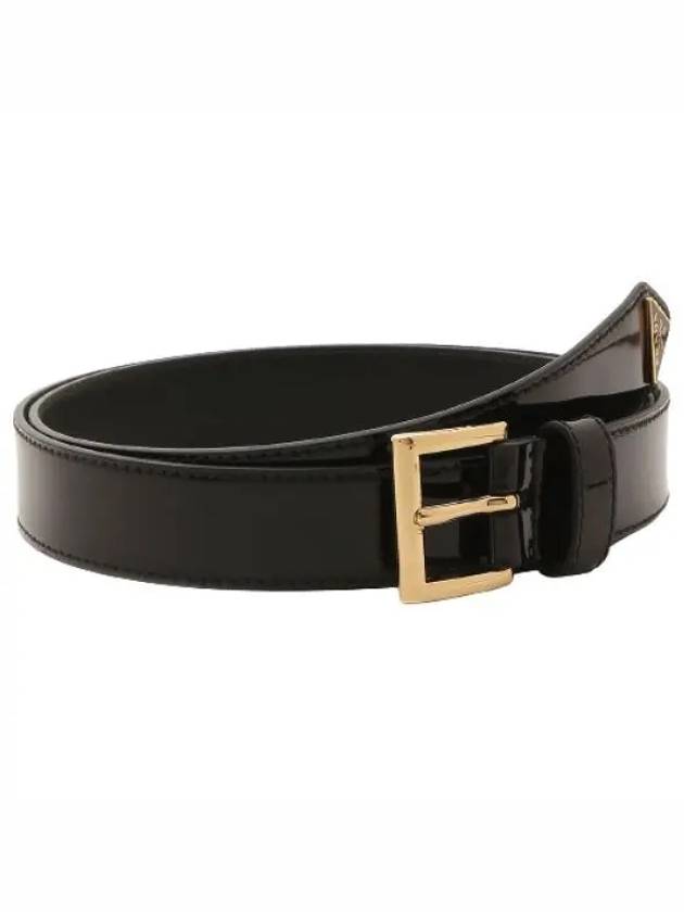 Triangle Logo Patent Leather Belt Black - PRADA - BALAAN 2