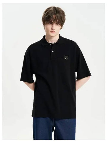 Men s bold fox head patch oversized boxy fit polo t shirt black domestic product - MAISON KITSUNE - BALAAN 1