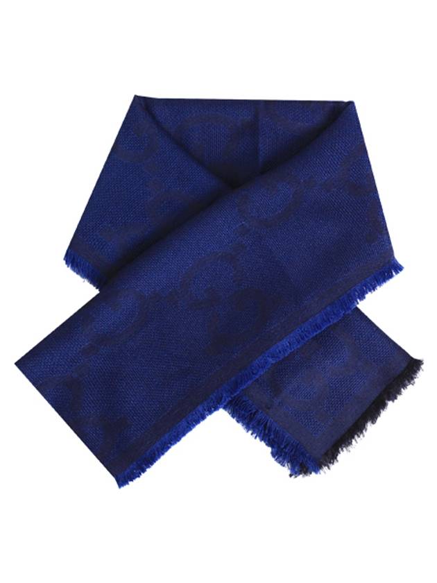 GG wool jacquard muffler blue - GUCCI - BALAAN.