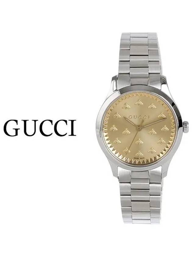 G Timeless Bee 32mm Steel Watch Gold Silver YA1265035 - GUCCI - BALAAN 2